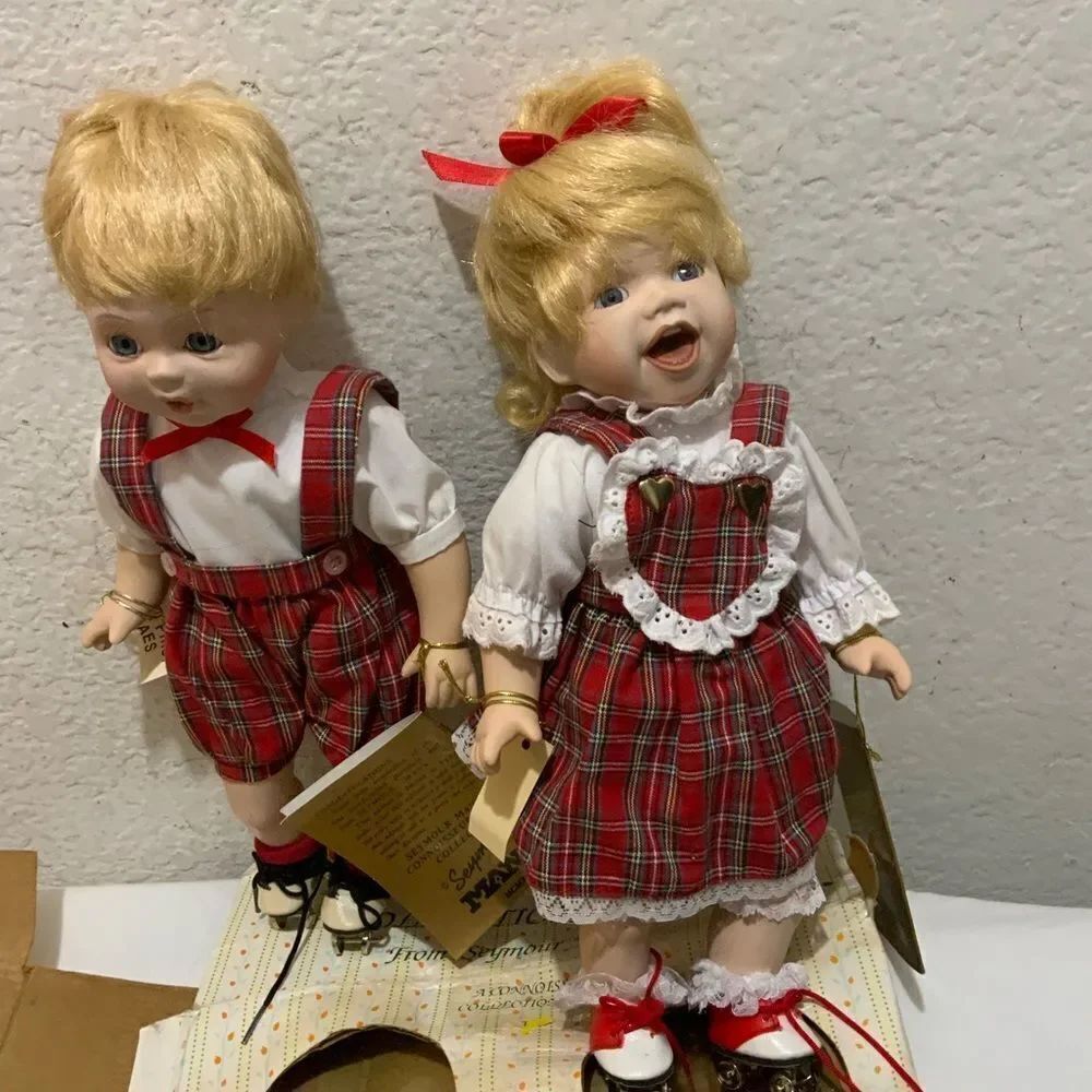 New Seymour Mann Connoisseur Collection Porcelain Skater Dolls